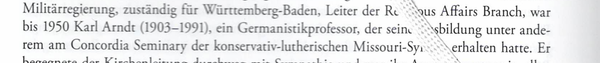 Four lines of Hermann Ehmer's Württembergische Kirchengeschichte, page 698, naming Karl Arndt.